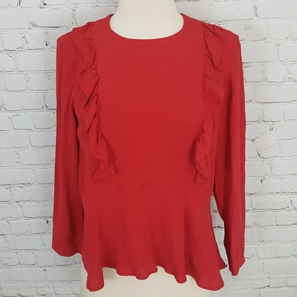 PAUL & joe sister domino peplum blouse red 0 NEW - Picture 2 of 7